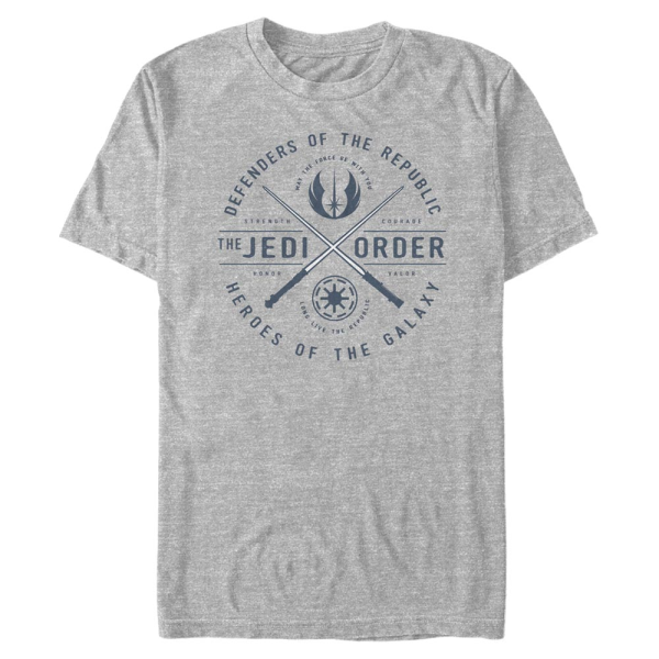 Star Wars - The Clone Wars - Jedi Sabers Emblem - Men's T-Shirt - Heather grey - Front