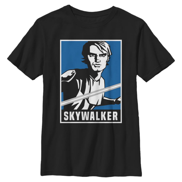 Star Wars - The Clone Wars - Luke Skywalker Skywalker Poster - Kids T-Shirt - Black - Front