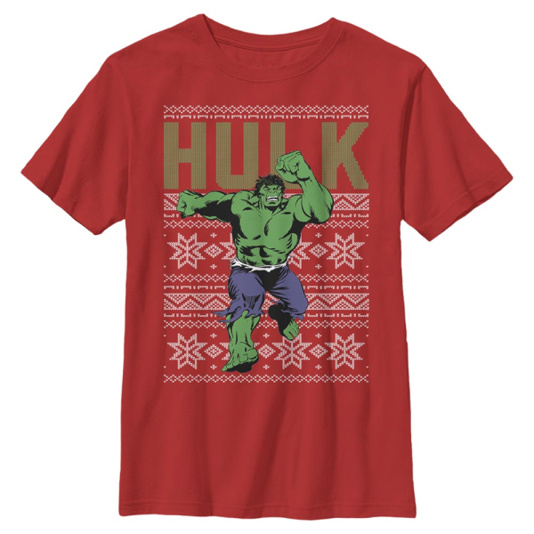 Marvel - Avengers - Hulk UglyTop - Christmas - Kids T-Shirt - Red - Front