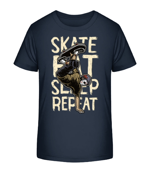 Skate Eat Sleep Repeat - Kid's Bio T-Shirt Stanley Stella - Navy - Front