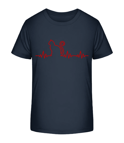 Heartbeat Cat - Kid's Bio T-Shirt Stanley Stella - Navy - Front