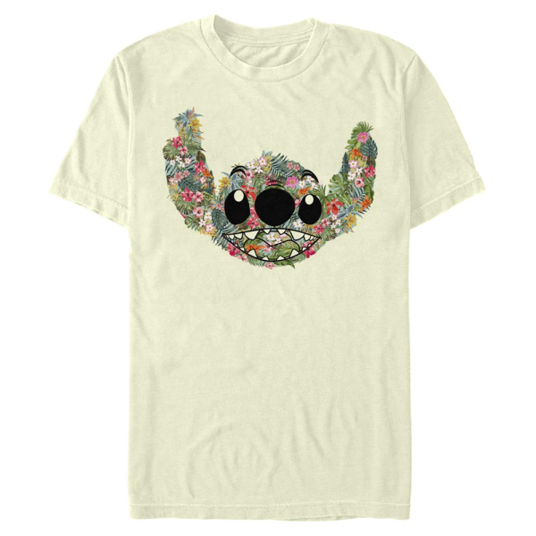 Disney - Lilo & Stitch - Stitch Floral - Men's T-Shirt - Cream - Front