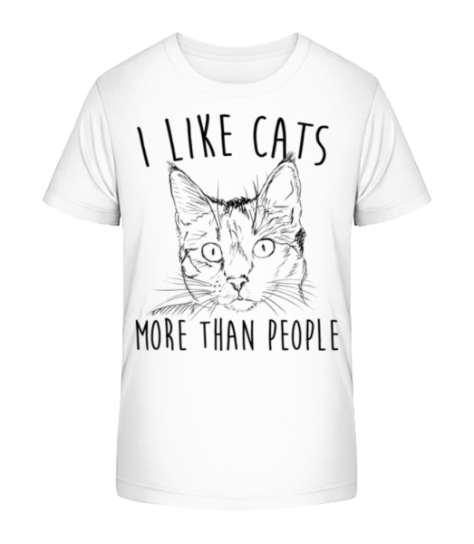 I Like Cats More Than People - Kid's Bio T-Shirt Stanley Stella - White - Front