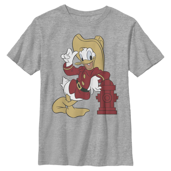 Disney - Mickey Mouse - Donald Duck Firefighting Donald - Kids T-Shirt - Heather grey - Front