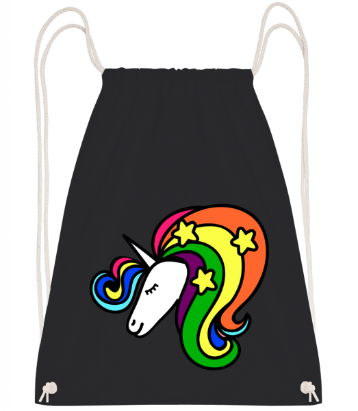 Unicorn Rainbow - Drawstring Backpack - Black - Vorn