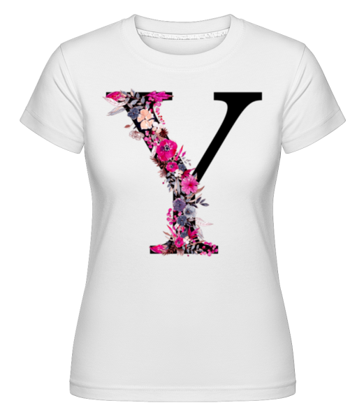 Flowers Initial Y -  Shirtinator Women's T-Shirt - White - Front