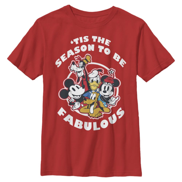 Disney Classics - Mickey Mouse - Skupina Fabulous Holiday - Christmas - Kids T-Shirt - Red - Front