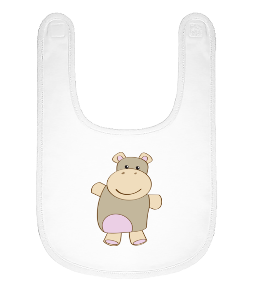Baby Comic - Hippo - Organic Baby Bib - White - Front