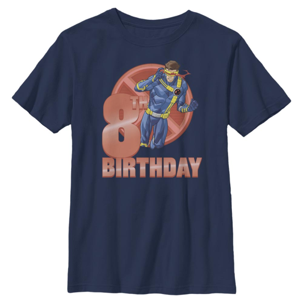 Marvel - X-Men - Cyclops 8th Birthday - Birthday - Kids T-Shirt - Navy - Front