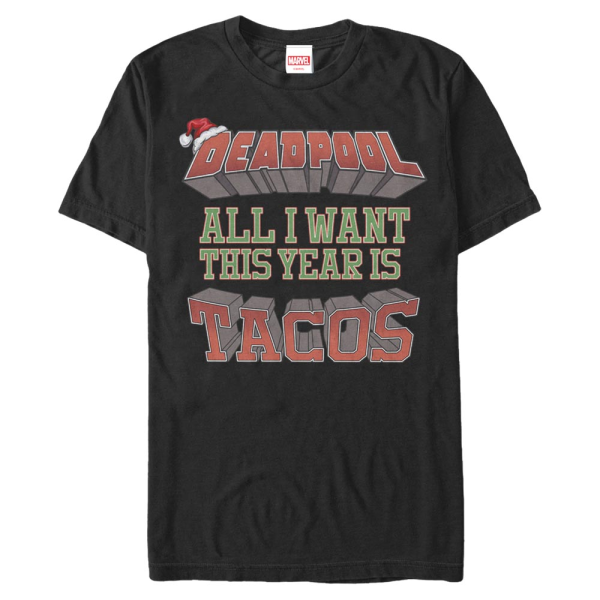 Marvel - Deadpool - Deadpool Tacos This Year - Christmas - Men's T-Shirt - Black - Front