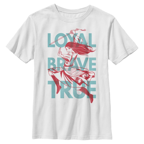 Disney - Mulan - Mulan Loyal Brave True - Kids T-Shirt - White - Front