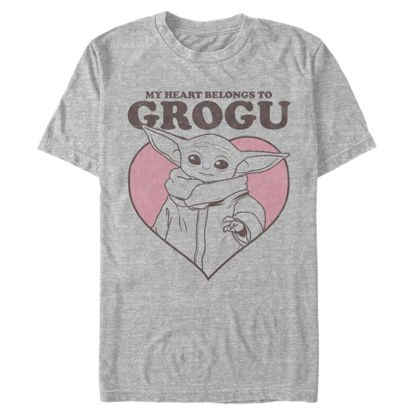 Star Wars - The Mandalorian - Grogu My Heart Belongs To - Valentine's Day - Men's T-Shirt - Heather grey - Front