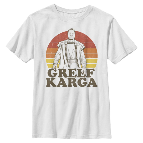 Star Wars - The Mandalorian - Greef Karga Retro Sunset Greef - Kids T-Shirt - White - Front