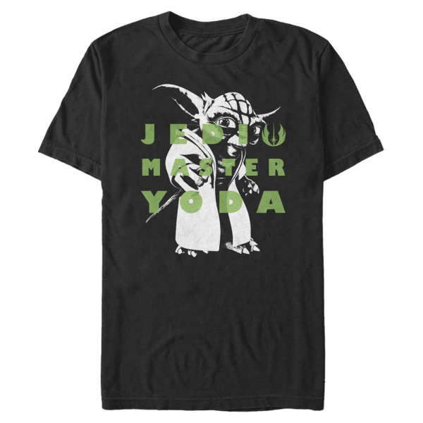 Star Wars - The Clone Wars - Yoda Text - Men's T-Shirt - Black - Front