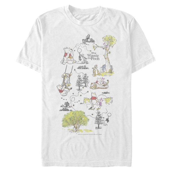 Disney Classics - Winnie the Pooh - Skupina Winnie Map - Father's Day - Men's T-Shirt - White - Front