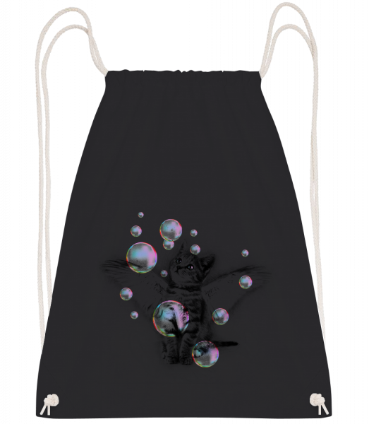 Soapbubble Cat - Drawstring Backpack - Black - Vorn