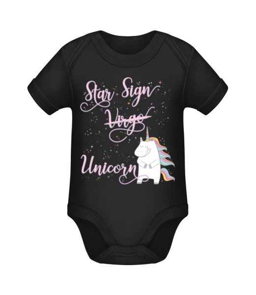 Star Sign Unicorn Virgo - Organic Baby Body - Black - Front
