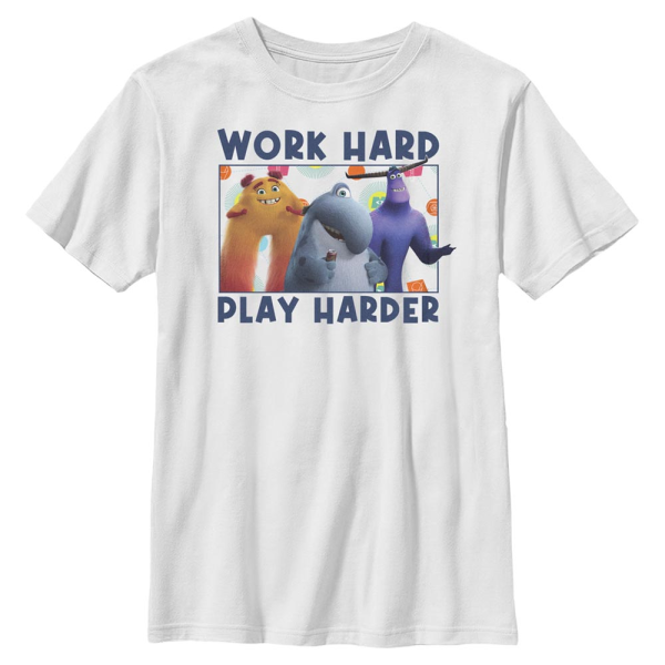 Pixar - Monsters - Group Shot Play Hard - Kids T-Shirt - White - Front