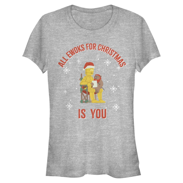 Star Wars - C-3PO Ewoks for Christmas - Christmas - Women's T-Shirt - Heather grey - Front