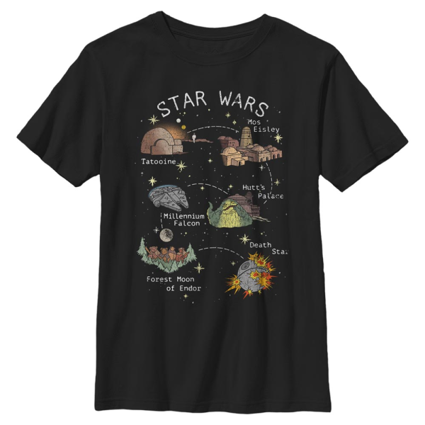 Star Wars - Skupina Story Map - Kids T-Shirt - Black - Front