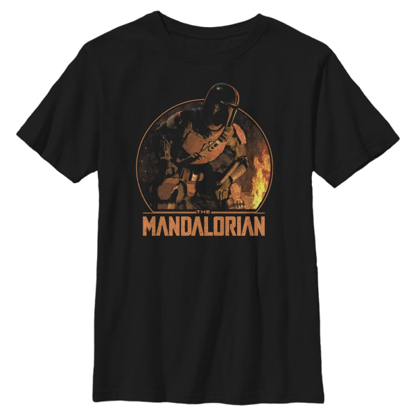 Star Wars - The Mandalorian - Mando Camping - Kids T-Shirt - Black - Front