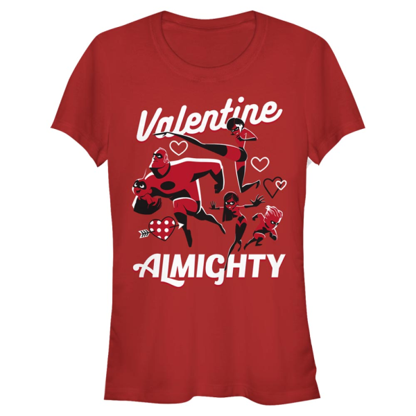 Pixar - Incredibles - Group Shot Valentine Almighty - Valentine's Day - Women's T-Shirt - Red - Front