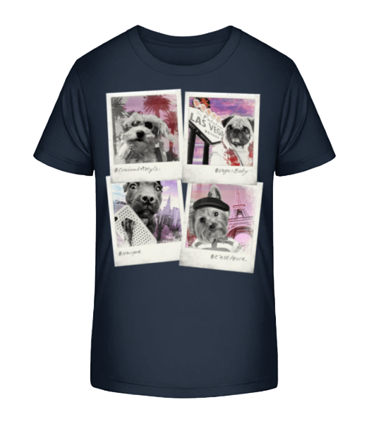 Dog Polaroids - Kid's Bio T-Shirt Stanley Stella - Navy - Front