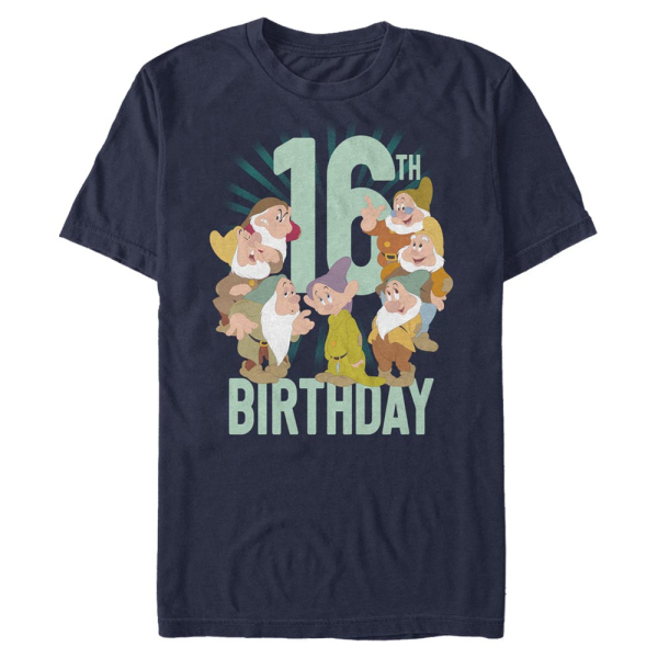 Disney - Snow White - Skupina Dwarves Sixteenth Bday - Birthday - Men's T-Shirt - Navy - Front