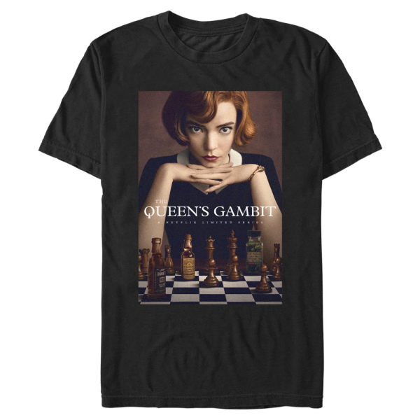 Netflix - The Queen's Gambit - Beth Harmon Queens Poster - Men's T-Shirt - Black - Front