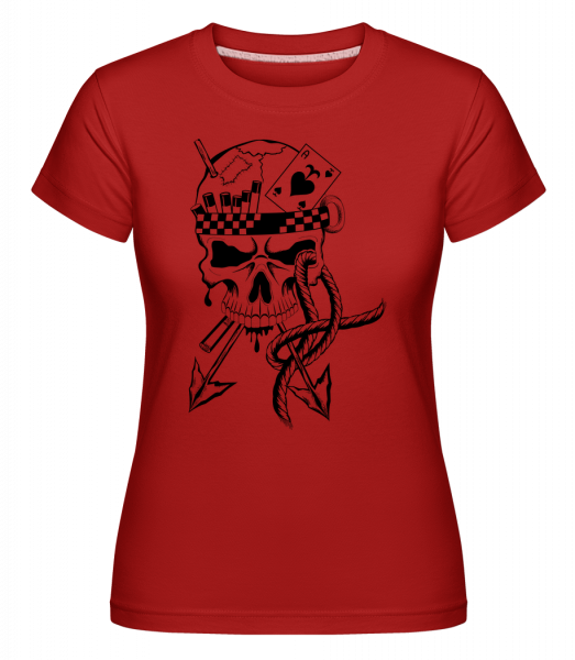 Skull Warrior Tattoo -  Shirtinator Women's T-Shirt - Red - Vorn