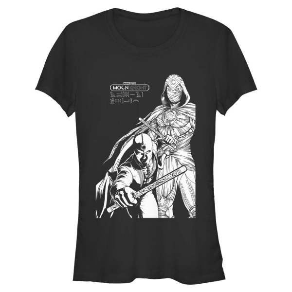 Marvel - Moon Knight - Moon Knight Mk Line Art Duo - Women's T-Shirt - Black - Front