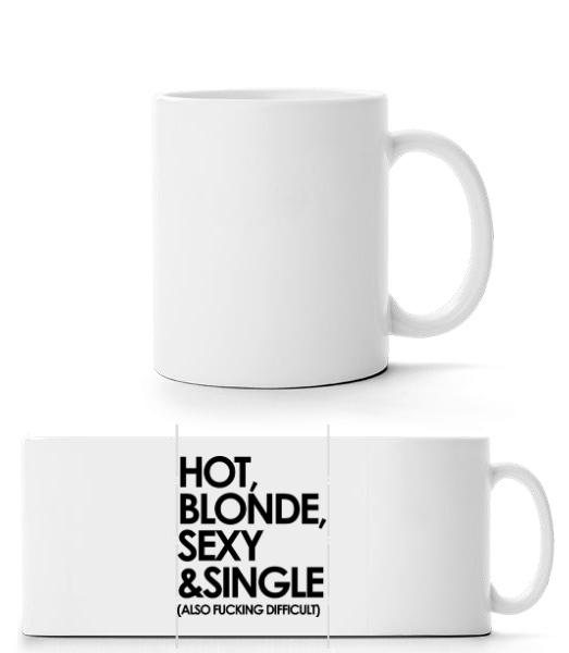 Hot, Blonde, Sexy & Single - Panorama Mug - White - Front