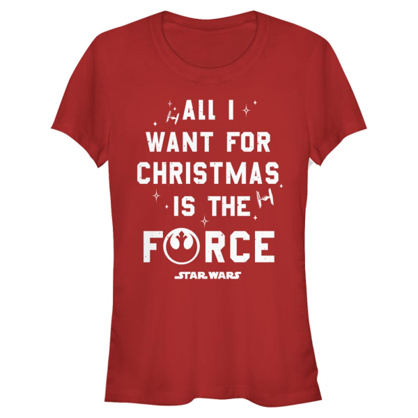 Star Wars - Text Want the Force One Color - Christmas - Women's T-Shirt - Red - Front