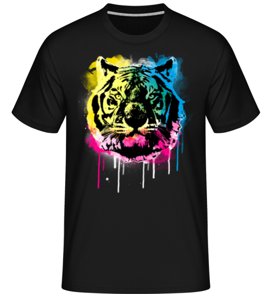 Multicolor Tiger -  Shirtinator Men's T-Shirt - Black - Front