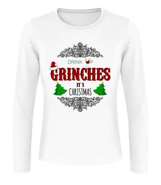 Drink up Grinches - Women's Basic Longsleeve - White - Front