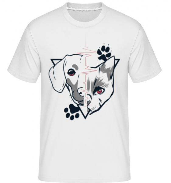 Cat And Dog -  Shirtinator Men's T-Shirt - White - Front
