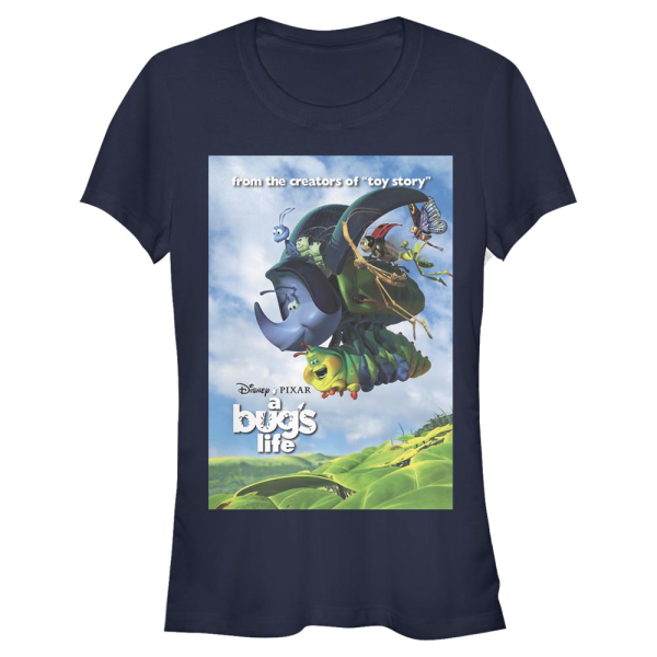 Pixar - A Bug's Life - Group Shot Bugs Flying Poster - Women's T-Shirt - Navy - Front