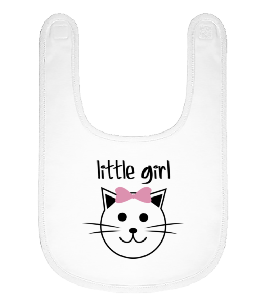 Little Girl - Cat - Organic Baby Bib - White - Front