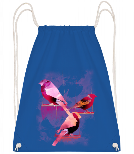 Bird Swings - Drawstring Backpack - Royal blue - Vorn