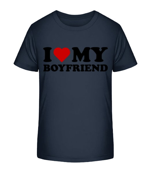 I Love My Boyfriend - Kid's Bio T-Shirt Stanley Stella - Navy - Front