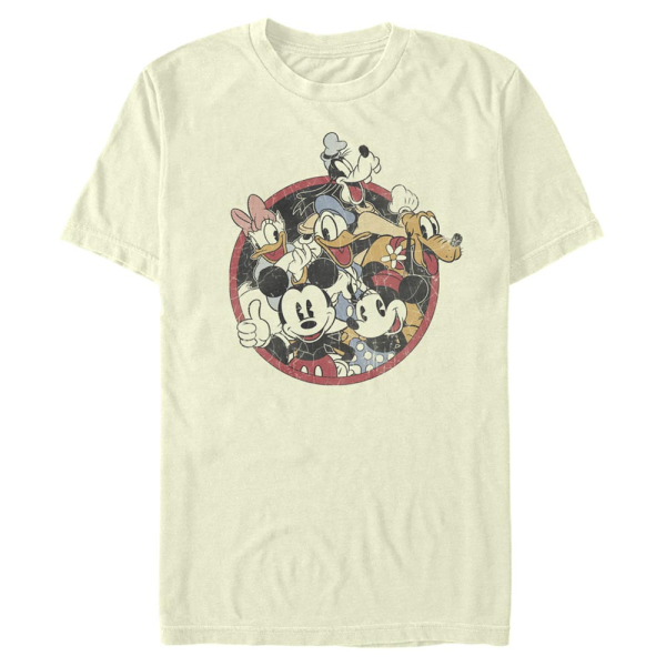 Disney Classics - Mickey Mouse - Skupina Retro Groupie - Men's T-Shirt - Cream - Front