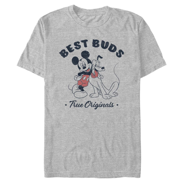 Disney Classics - Mickey Mouse - Mickey & Pluto Vintage Buds - Men's T-Shirt - Heather grey - Front