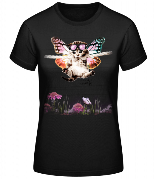 Butterfly Cat - Women's Basic T-Shirt - Black - Vorn
