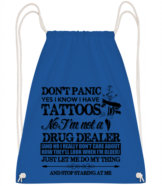 Tattoo Don't Panic - Drawstring Backpack - Royal Blue - Vorn