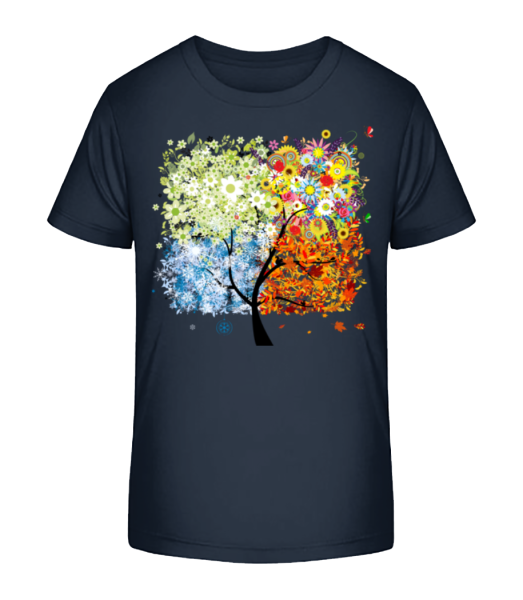 Four Seasons Tree - Kid's Bio T-Shirt Stanley Stella - Navy - Front
