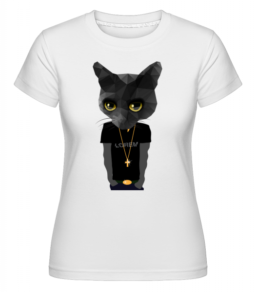 Polygon Gangsta Cat -  Shirtinator Women's T-Shirt - White - Vorn