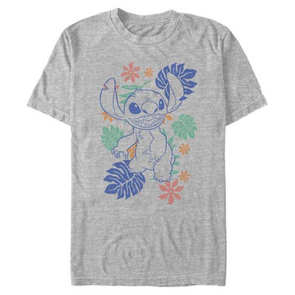 Disney Classics - Lilo & Stitch - Lilo & Stitch Retro Tropical Tonal Stitch - Men's T-Shirt - Heather grey - Front