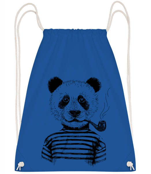 Hipster Panda - Drawstring Backpack - Royal Blue - Vorn