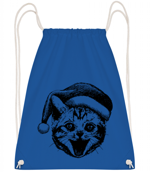 Christmas Cat - Drawstring Backpack - Royal blue - Vorn