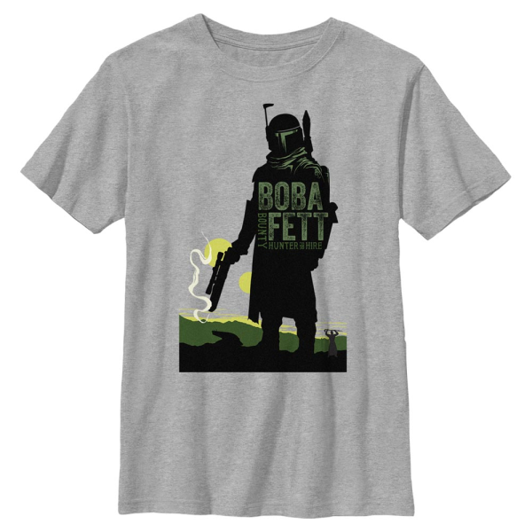 Star Wars - Book of Boba Fett - Boba Fett Bouny Hunter for Hire - Kids T-Shirt - Heather grey - Front